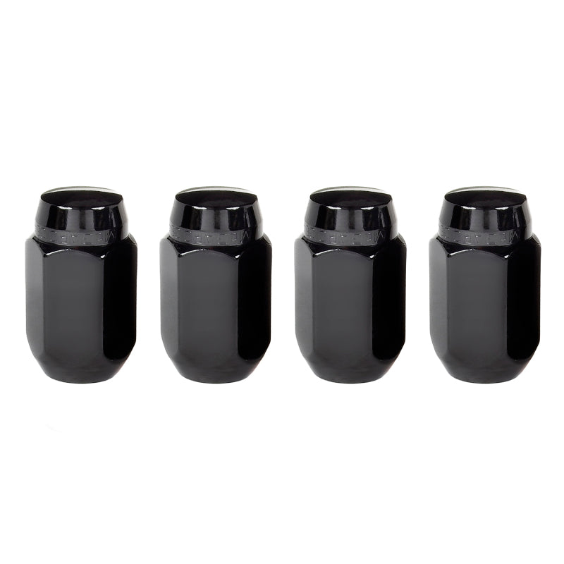 McGard Hex Lug Nut (Cone Seat) M14X1.5 / 22mm Hex / 1.635in. Length (4-Pack) - Black - eliteracefab.com