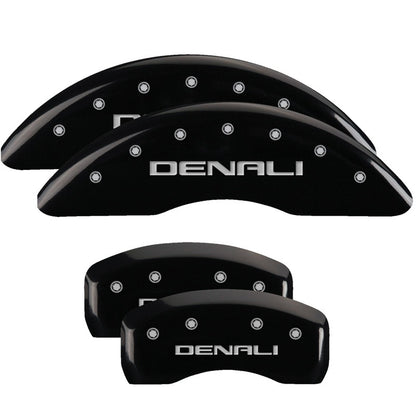 MGP 4 Caliper Covers Engraved Front & Rear Denali Black finish silver ch MGP