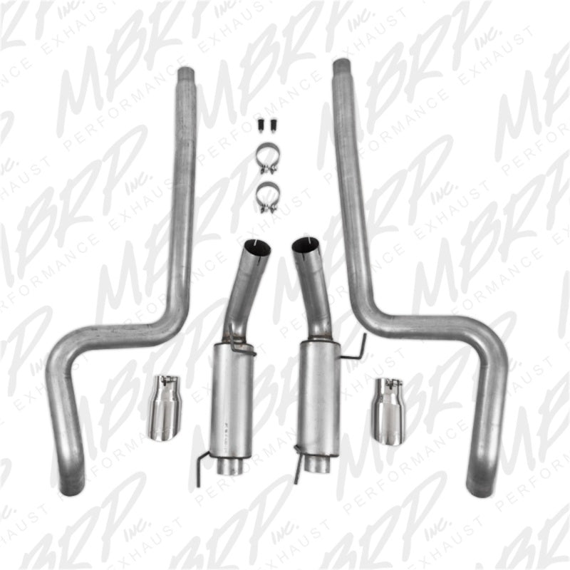 MBRP 05-09 Ford Mustang GT 4.6L Dual Split Rear Race Version AL/ 3in Cat Back Exhaust System - eliteracefab.com