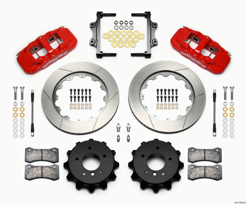Wilwood AERO4 Rear Kit 14.00 Red 2007-2011 BMW E90 Series w/Lines Wilwood