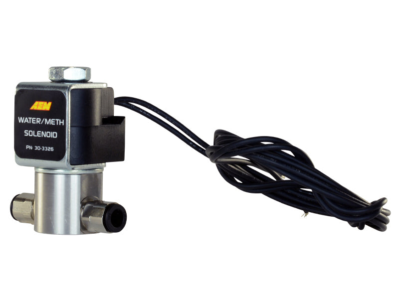 AEM Water/Methanol Injection System - High-Flow Low-Current WMI Solenoid - 200PSI 1/8in-27NPT In/Out - eliteracefab.com