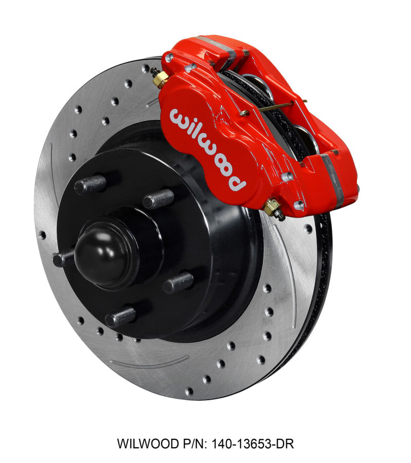 Wilwood Forged Dynalite-M Front Kit 11.30in 1 PC Rotor&Hub Drill-Red 60-68 Ford / Mercury Full Size Wilwood