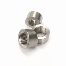 Load image into Gallery viewer, Ticon Industries 3/8in NPT Titanium Sensor Bung 1.5in to 5in Tubing - Coped End - eliteracefab.com