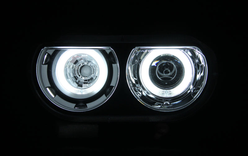 ANZO USA Dodge Challenger Projector Headlights W/ Halo Black Ccfl; 2008-2014 - eliteracefab.com