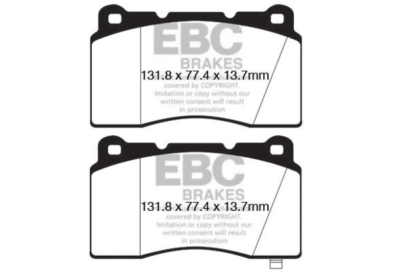 EBC 09+ Hyundai Genesis Coupe 2.0 Turbo (Brembo) Redstuff Front Brake Pads - eliteracefab.com