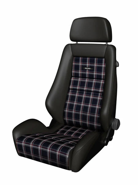 Recaro Classic LX Seat - Black Leather/Classic Checkered Fabric - eliteracefab.com