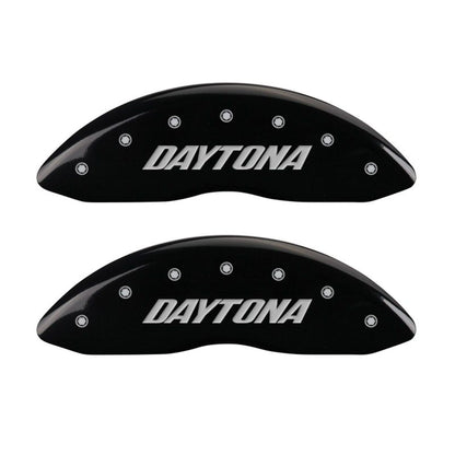 MGP 4 Caliper Covers Engraved Front & Rear Daytona Black finish silver ch MGP