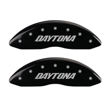 Load image into Gallery viewer, MGP 4 Caliper Covers Engraved Front &amp; Rear Daytona Black finish silver ch MGP