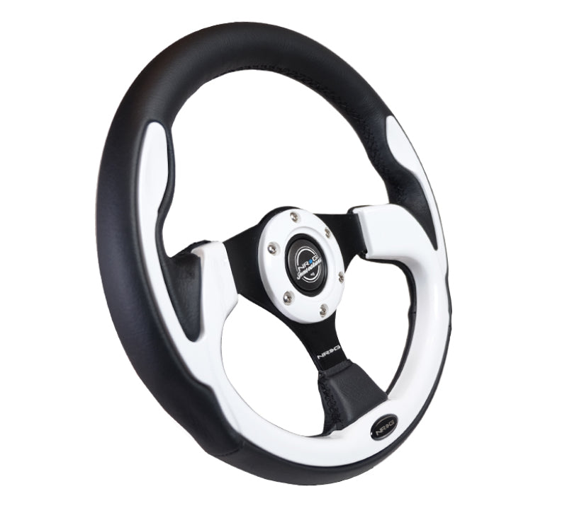NRG Reinforced Sport Steering Wheel 320mm White Trim - eliteracefab.com