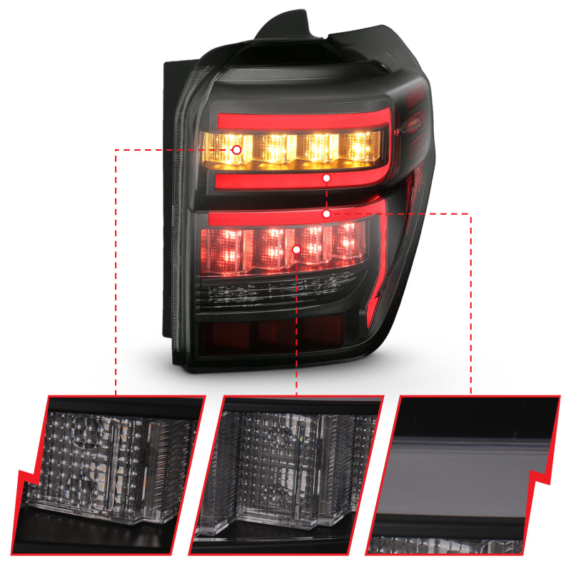 ANZO 2014-2020 Toyota 4Runner T.L Black Housing Smoke Lens Red Light Bar W/Sequential - eliteracefab.com