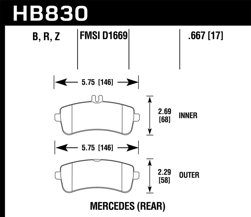 Hawk 13-16 Mercedes-Benz SL63 AMG/SL65 AMG Perfromance Ceramic Street Rear Brake Pads - eliteracefab.com