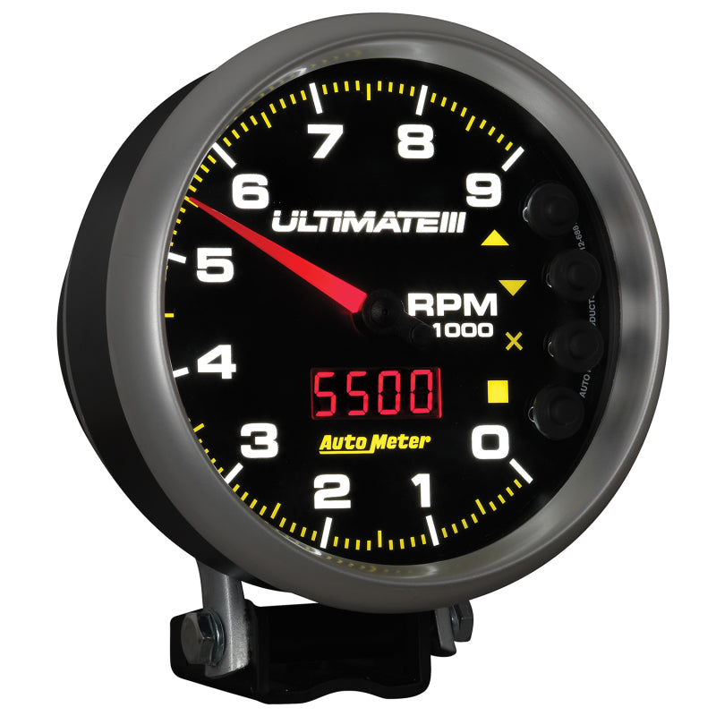 Autometer 5 inch Ultimate III Playback Tachometer 9000 RPM - Black 6887