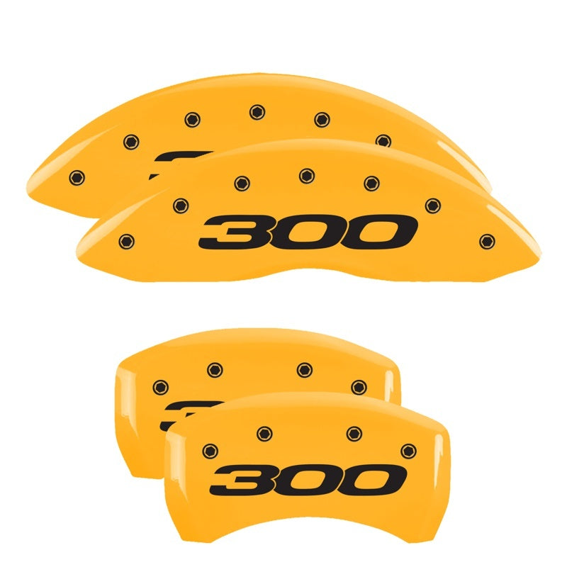 MGP 4 Caliper Covers Engraved Front & Rear MGP Yellow Finish Black Char 2008 Chrysler Aspen MGP