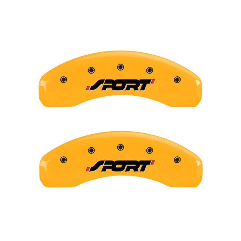 MGP 4 Caliper Covers Engraved Front & Rear SPORT Yellow finish black ch MGP