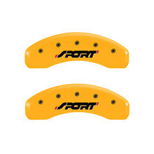 Load image into Gallery viewer, MGP 4 Caliper Covers Engraved Front &amp; Rear SPORT Yellow finish black ch MGP