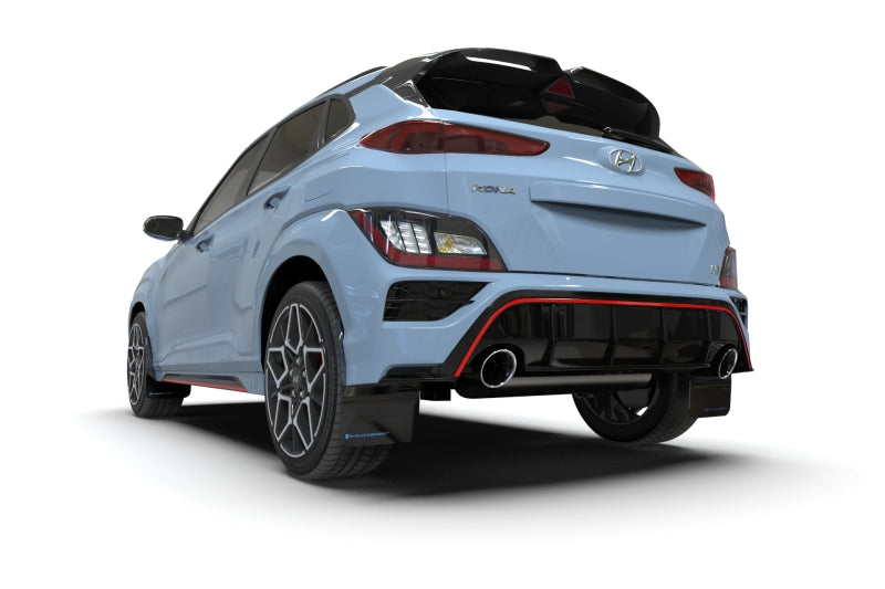 Rally Armor 2022 Hyundai Kona N Black UR Mud Flap w/ Red Logo - eliteracefab.com