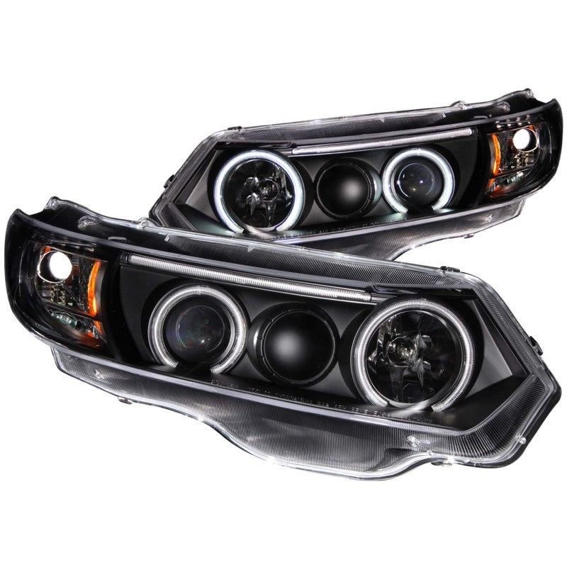 ANZO 2006-2011 Honda Civic Projector Headlights w/ Halo Black (CCFL) - eliteracefab.com