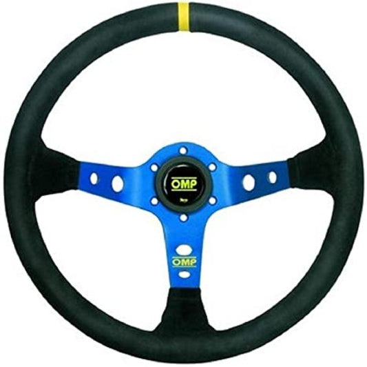 OMP Corsica 350mm 95mm Deep-Dish Suede Steering Wheel - Black/Blue – OD0-1954-075