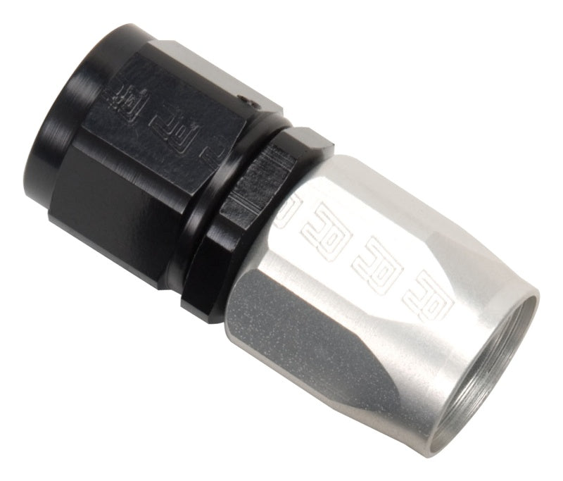 Russell Performance -10 AN Black/Silver Straight Full Flow Hose End.