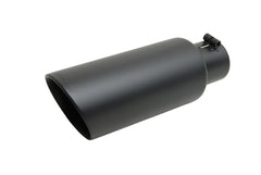 Gibson Round Dual Wall Angle-Cut Tip - 4in OD/2.5in Inlet/12in Length - Black Ceramic - eliteracefab.com