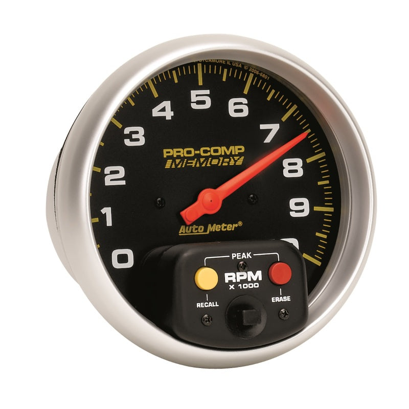 Autometer Pro-Comp 5 inch 10K RPM with Peak Memory  In-Dash Tachometer 6801