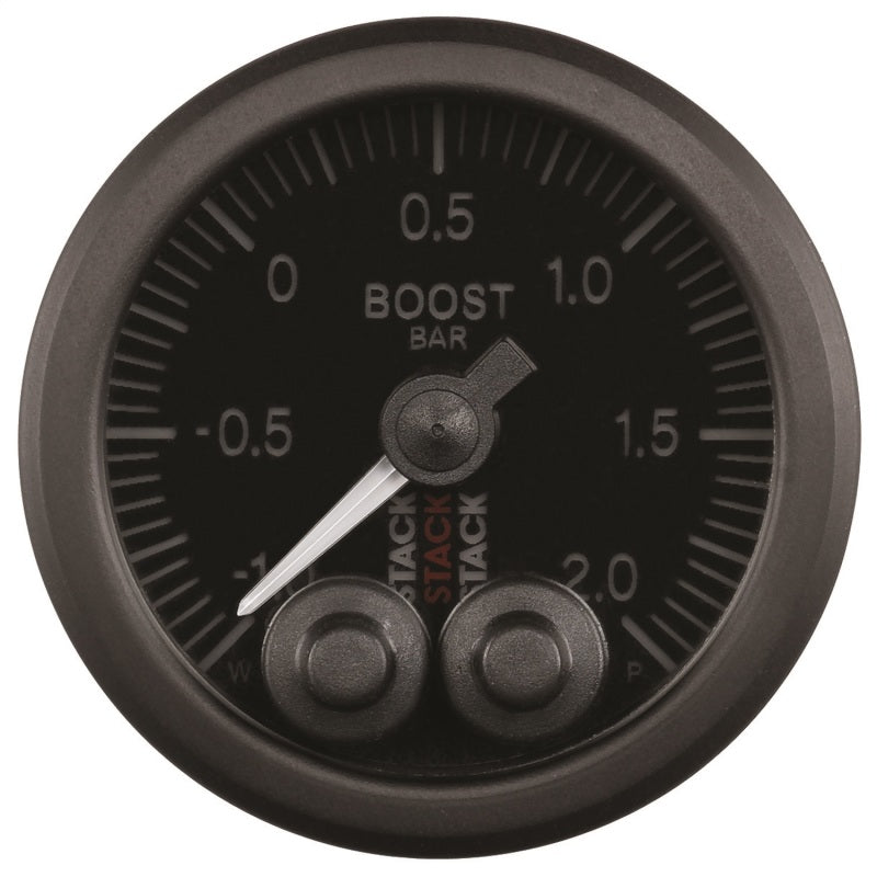 Autometer Stack 52mm -1 to +2 Bar (Incl T-Fitting) Pro-Control Boost Pressure Gauge - Black ST3511