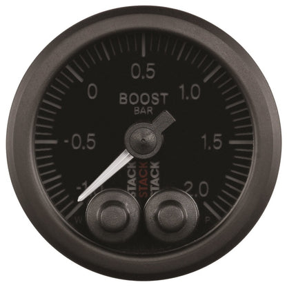 Autometer Stack 52mm -1 to +2 Bar (Incl T-Fitting) Pro-Control Boost Pressure Gauge - Black ST3511