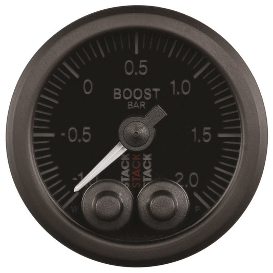 Autometer Stack 52mm -1 to +2 Bar (Incl T-Fitting) Pro-Control Boost Pressure Gauge - Black ST3511