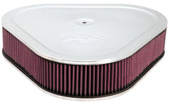 K&N Triangle Air Cleaner Assembly - Red - Size 14in - 5.125in Neck Flange x 3in Height - eliteracefab.com