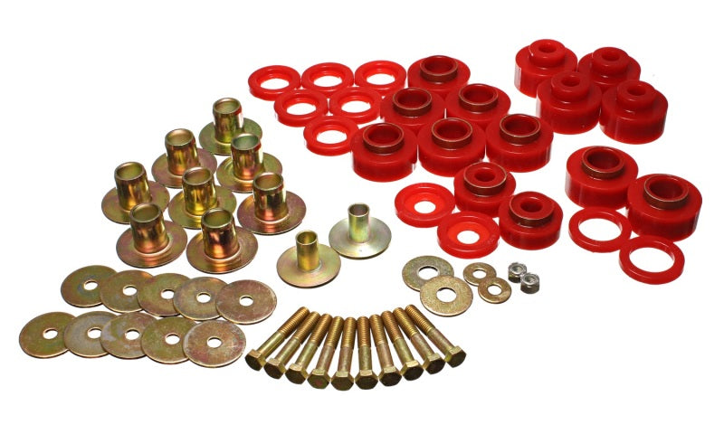 Energy Suspension 68-72 Chevy Chevelle/Monte Carlo/Malibu/El Camino Red Body Mount Set - eliteracefab.com