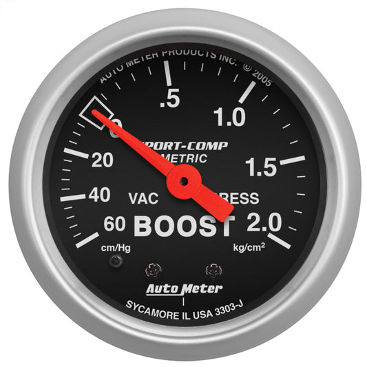 Autometer Sport-Comp 52mm 60 cm/Hg-2.0 Kg/Cm2 Mechanical Boost Gauge 3303-J