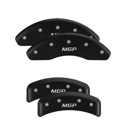 MGP 4 Caliper Covers Engraved Front & Rear MGP Black finish silver ch MGP