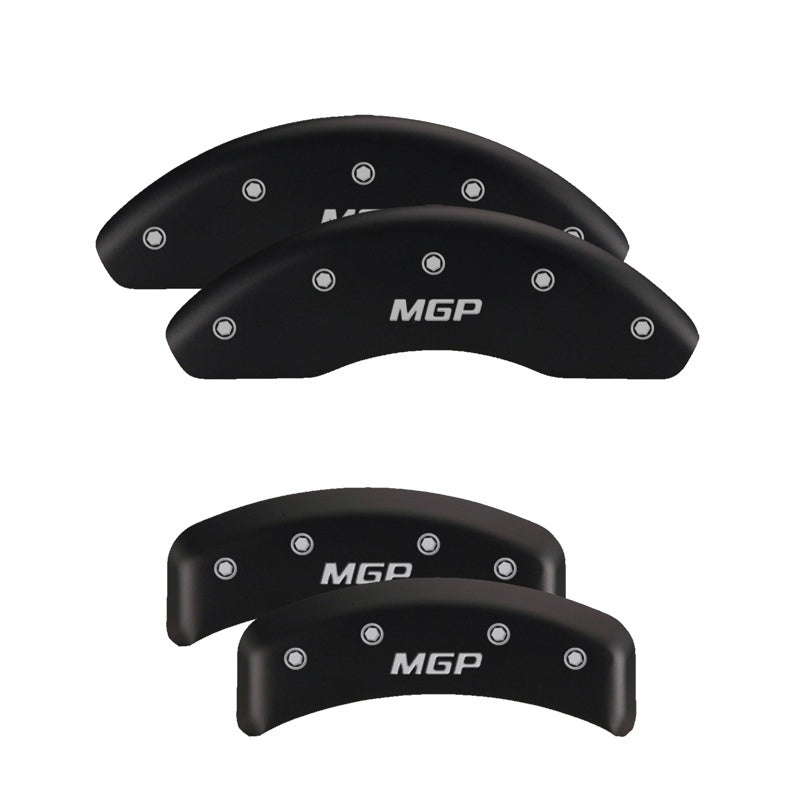 MGP 4 Caliper Covers Engraved Front & Rear Block/Challenger Black finish silver ch MGP