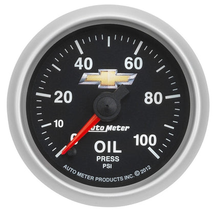 AutoMeter Gauge Oil Press 2-1/16in. 100PSI Digital Stepper Motor Chevy Gold Bowtie 880447