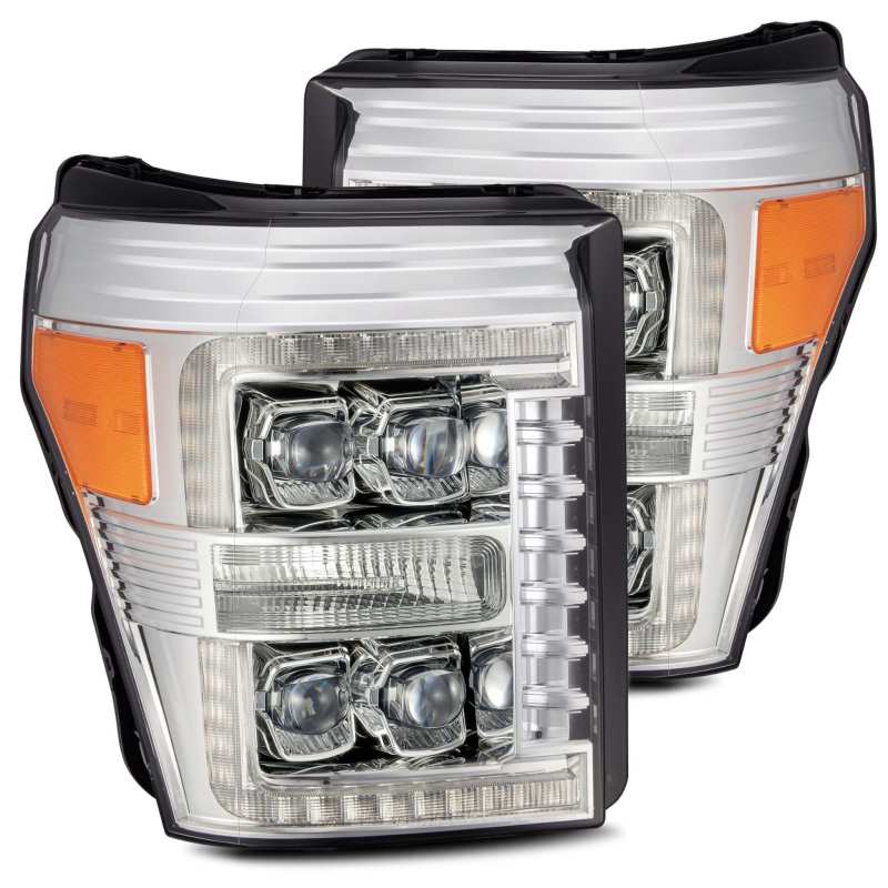 AlphaRex 11-16 Ford F-350 SD NOVA LED Proj Headlights Plank Style Chrm w/Activ Light/Seq Signal - eliteracefab.com