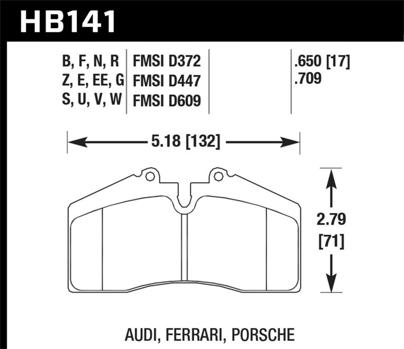 Hawk Ferrari 456GT Rear / Porsche 911 Rear / Porsche 911/928/944/968 Front DTC-50 Race Brake Pads - eliteracefab.com