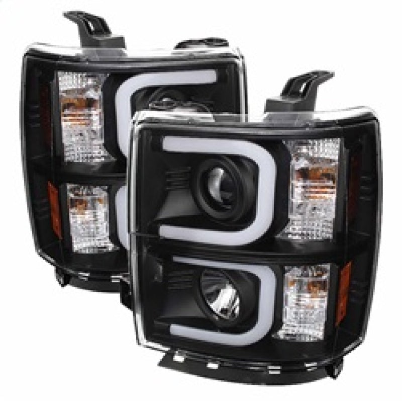 Spyder Chevy Silverado 1500 14-16 Projector Headlights Light Bar DRL Blk PRO-YD-CS14-LBDRL-BK - eliteracefab.com