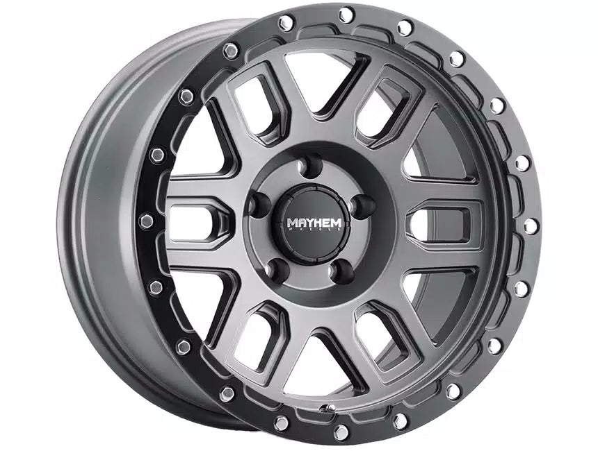 Mayhem 8304 Delta 17x9 / 5x127 BP / -12mm Offset / 78.1mm Hub Matte Gunmetal w/Matte Black Lip Wheel