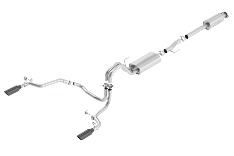 Borla 15-17 Ford F-150 2.7L/ 3.5L EcoBoost/ 5.0L V8 Rear Exit S-Type Catback Exhaust Black Chrome - eliteracefab.com