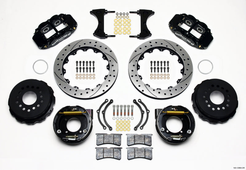 Wilwood Narrow Superlite 4R Rear P-Brk Kit 12.88in Drilled Chevy 12 Bolt w/ C-Clips Wilwood