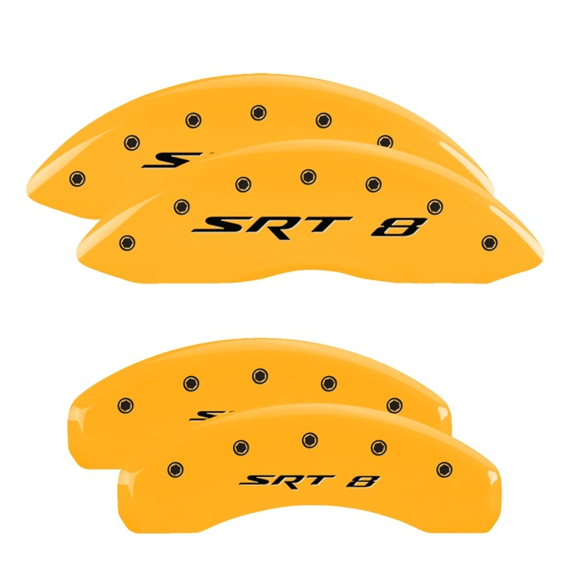 MGP 4 Caliper Covers Engraved Front & Rear Srt8 Yellow Finish Black Char 2006 Jeep Commander MGP