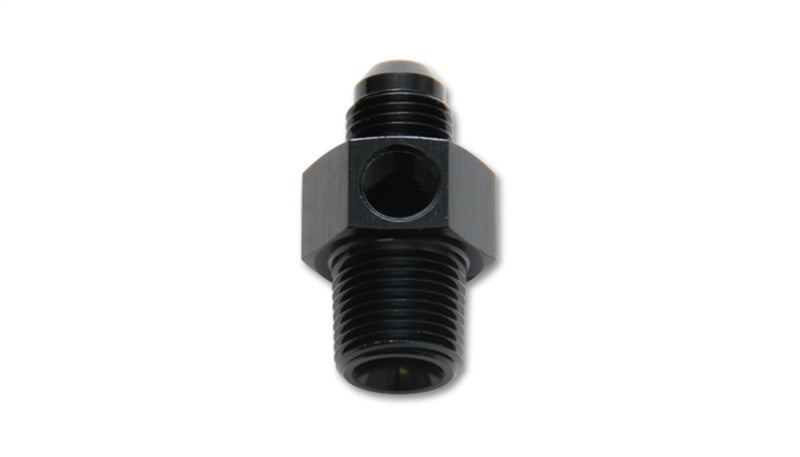 Vibrant Performance Male AN Flare to Male NPT Union Adapter with 1/8in NPT Port, -6AN, 1/4in Male NPT, Automotive Performance Fabrication - Part 16495