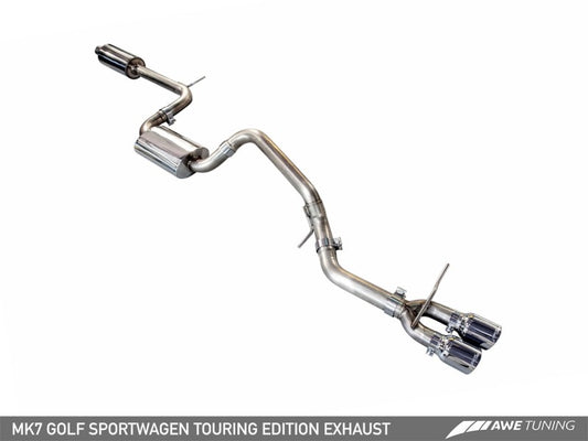 AWE Tuning VW MK7 Golf SportWagen Touring Edition Exhaust w/Chrome Silver Tips (90mm) - eliteracefab.com