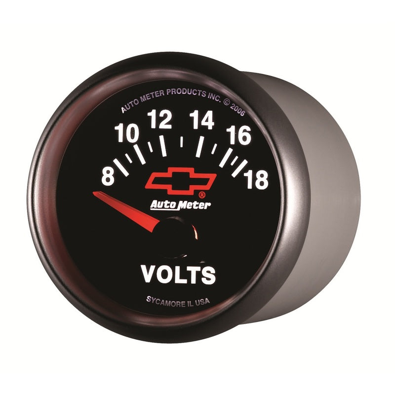 Autometer GM Bowtie Black 2-1/16 Voltmeter 8-18V 3692-00406