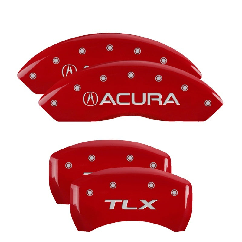 MGP 4 Caliper Covers Engraved Front Acura Engraved Rear TLX Red finish silver ch - eliteracefab.com