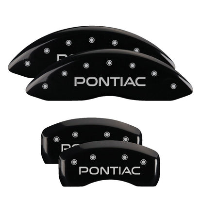 MGP 4 Caliper Covers Engraved Front & Rear Pontiac Black finish silver ch MGP