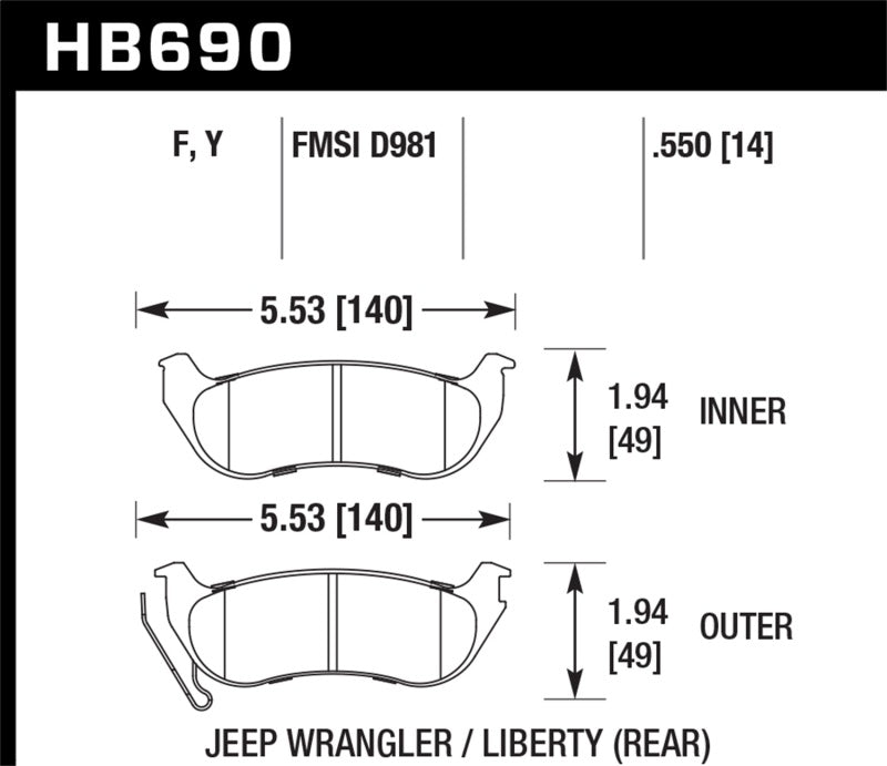 Hawk 03-07 Jeep Liberty (KJ) / 03-06 Jeep Wrangler (w/ Rear Disc Brakes) LTS Street Rear Brake Pads - eliteracefab.com