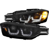 ANZO USA Bmw 3 Series F30 Projector Headlights W/ U-Bar Black Hid Compatible; 2012-2015