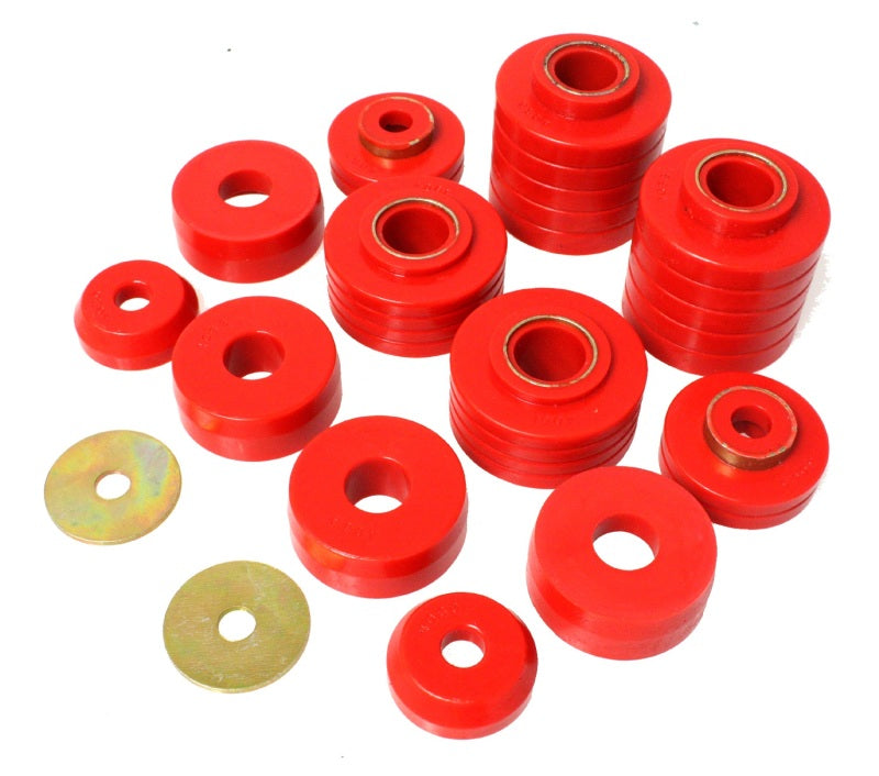 Energy Suspension 80-98 Ford F250/F350 / 80-92 Ford F100/F150 / 85-98 Ford F450 Red Body Mount Set - eliteracefab.com