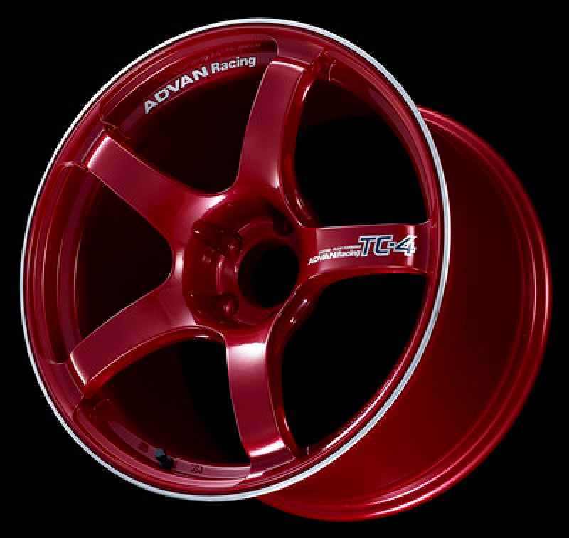 Advan YAD7E42ACRR TC4 17x7.0 +42 4-100 Racing Candy Red & Ring Wheel